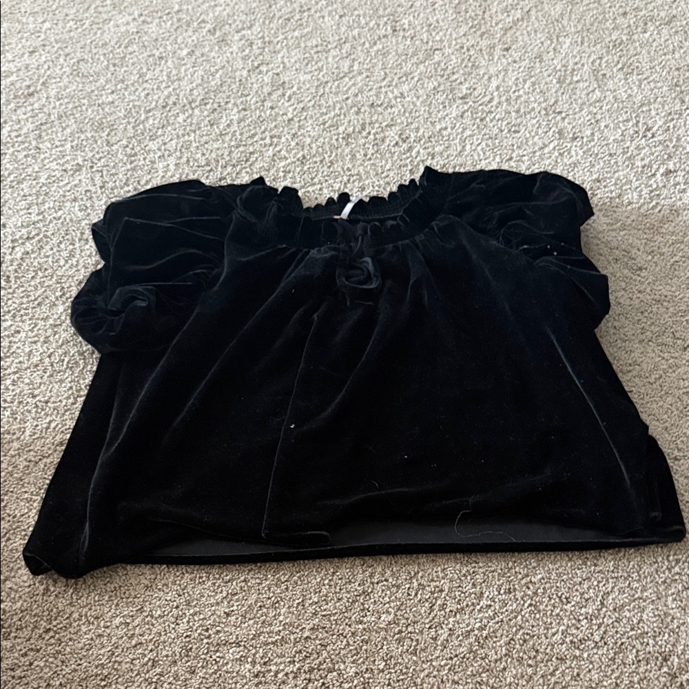 Free People Black Velvet Blouse